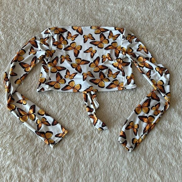 PrettyLittleThing butterfly crop top size 0 - Picture 3 of 16